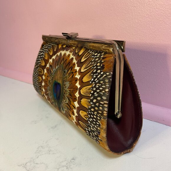 Vintage Peacock Feather Clutch – Ornate, Unique & Versatile - Picture 2 of 5